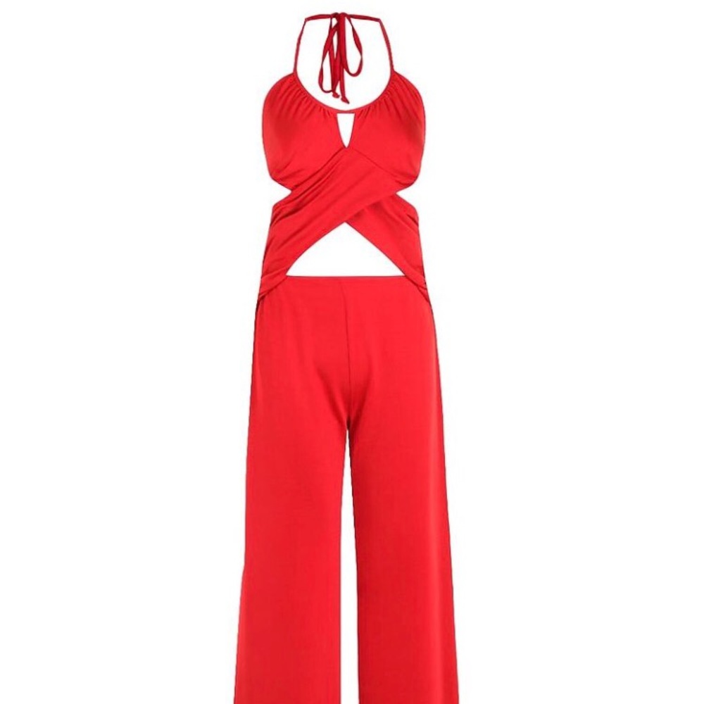 NWT ASOS red jumpsuit with cutouts romper - Picture 2 of 2